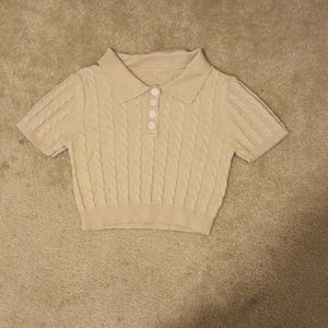 Nitted croped button up
